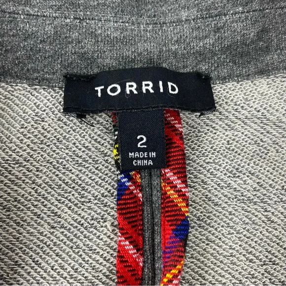 Torrid 2X Gray Black Trim Blazer Jacket Pockets Very Soft - Picture 5 of 7